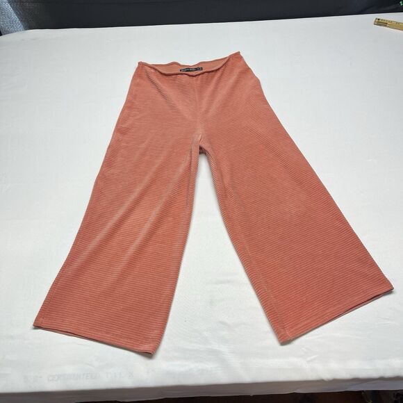 Gudrun Sjoden Velour Pink Pants Elastic Waist Wide Leg - Picture 2 of 6